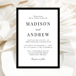 Convites Modern Black Border Wedding