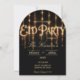Convites Modern Black elegant Eid Party Invitation Card