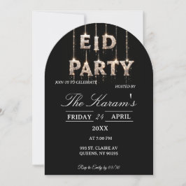 Convites Modern Black elegant Eid Party Invitation Card