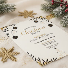 Convites Modern Black Gold Christmas Party Invitation