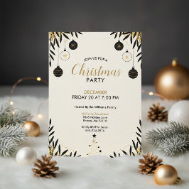 Convites Modern Black Gold Christmas Party Invitation