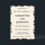 Convites Modern Black Vintage Ivory Floral Wedding<br><div class="desc">Make a sophisticated first impression with this Modern Black Vintage Ivory Floral Wedding Invitation. Featuring elegant black tones paired with soft vintage ivory florals,  this design blends timeless romance with modern style. Fully customizable with your wedding details,  it’s perfect for formal,  classic,  and elegant wedding celebrations.</div>