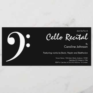 Convites Modern Black White Music Cello Concert Considerand