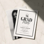 Convites Modern Black White Photo Grad Party Invitation<br><div class="desc">A clean modern black and white graduation party invitation with photo that keeps the focus on the graduate. This minimalist graduation invite is perfect for Class of 2026 grad celebrations and can be customized with your photo,  party details,  and wording. Browse the collection for more matching graduation party items.</div>