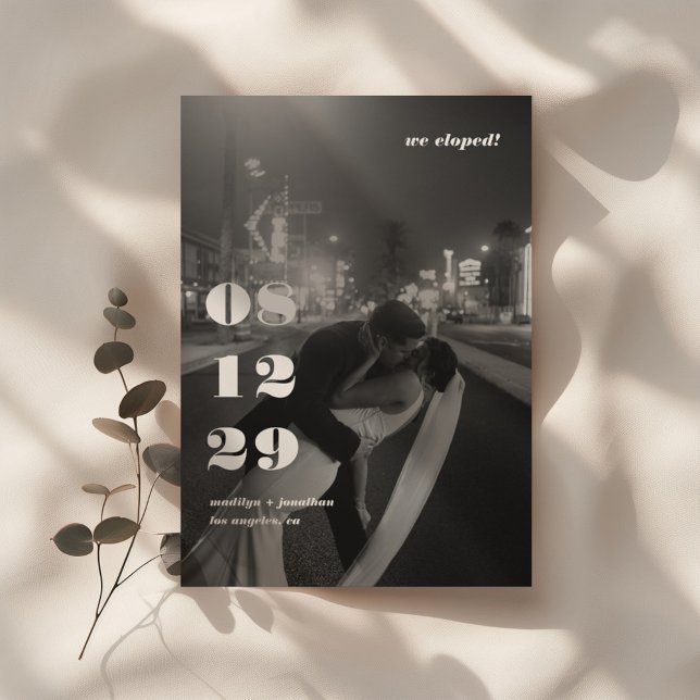 Convites Modern Black White Retro Wedding Elopement Party (Criador carregado)