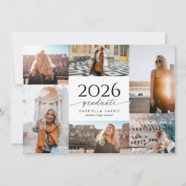 Convites Modern Black + White Script 2026 Graduation