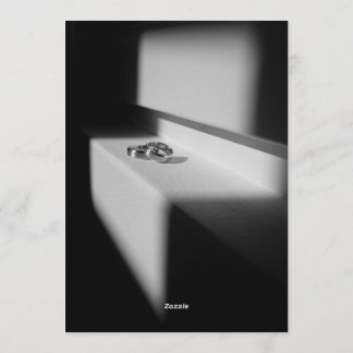 Convites Modern Black & White Shadow Rings Engagement
