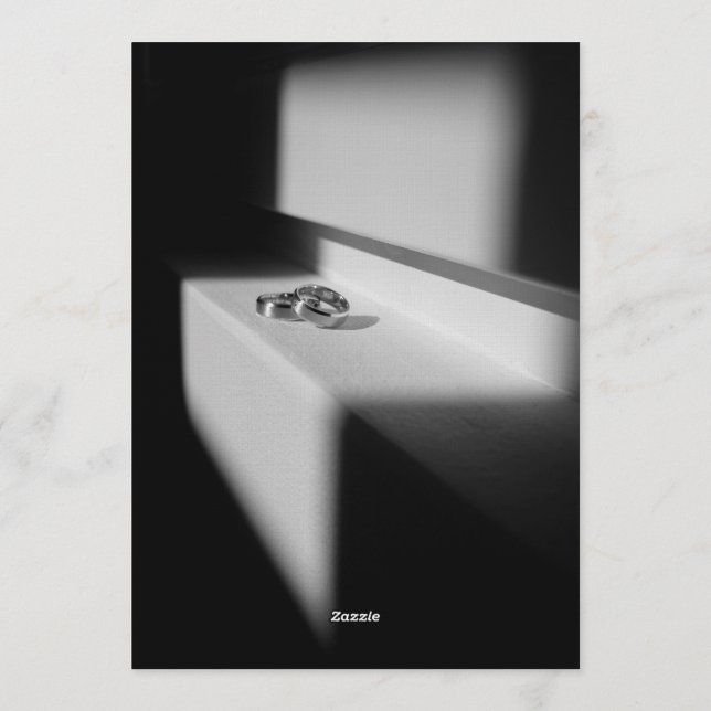 Convites Modern Black & White Shadow Rings Engagement (Verso)