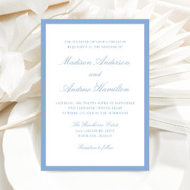 Convites Modern Blue Border Wedding