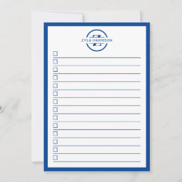 Convites Modern Blue Monogram Name To Do List