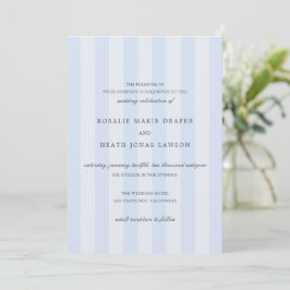 Convites Modern Blue Stripes Elegant Wedding