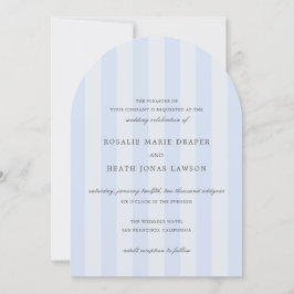 Convites Modern Blue Stripes Elegant Wedding
