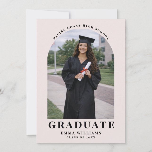 Convites Modern Blush Arch Graduate Announcement (Frente)