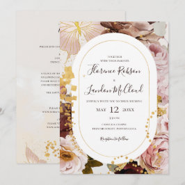 Convites Modern Blush Floral Watercolor Tudo Em Um Casament