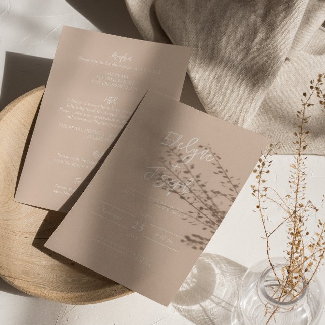 Convites Modern Blush Orange Boho Tudo Em Um Casamento (Criador carregado)