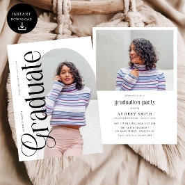 Convites Modern Boho Arch 2 Photos Graduation