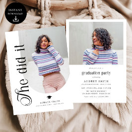 Convites Modern Boho Arch 2 Photos Graduation