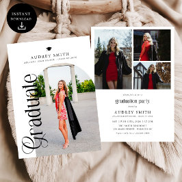 Convites Modern Boho Arch 4 Photos Graduation