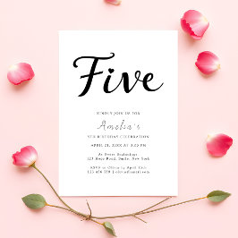 Convites Modern Boho Black Script Simples - Aniversário de 