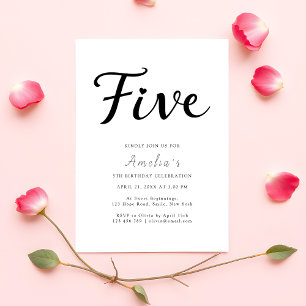 Convites Modern Boho Black Script Simples - Aniversário de 