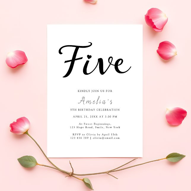 Convites Modern Boho Black Script Simples - Aniversário de  (Criador carregado)