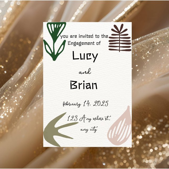 Convites Modern Boho Engagement Invitation PRINTED | Plam (Criador carregado)