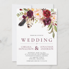 Convites Modern Boho Feenas Marsala Casamento Floral