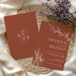Convites Modern Boho Floral Terracotta Queimou Casamento La