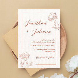 Convites Modern Boho Floral Terracotta Wedding