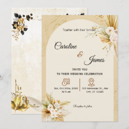 Convites Modern Boho Pampas Grass Arch Wedding Invitation