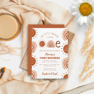Convites Modern Boho Rainbow Sunshine Um Primeiro Aniversár