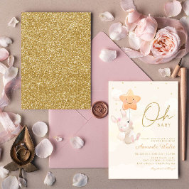 Convites Modern Boho Watercolor - Chá de fraldas Coelhinha