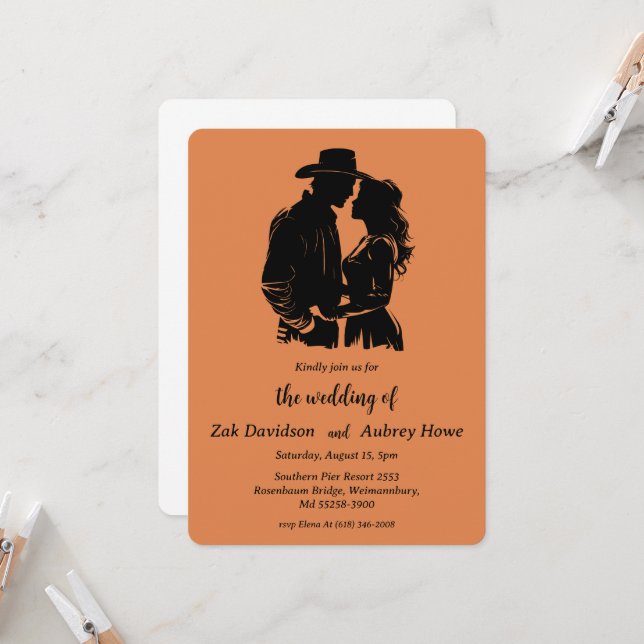 Convites Modern boho western wedding invitations (Frente/Verso In Situ)