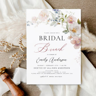 Convites Modern Boho Wildflower Bridal BrunChá
