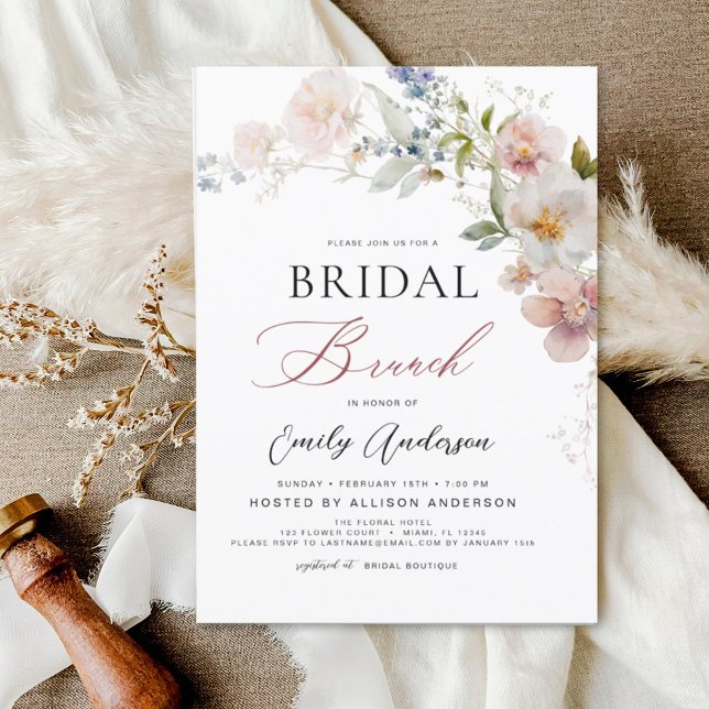 Convites Modern Boho Wildflower Bridal BrunChá (Criador carregado)