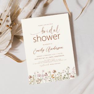 Convites Modern Boho Wildflower Chá de panela Elegante