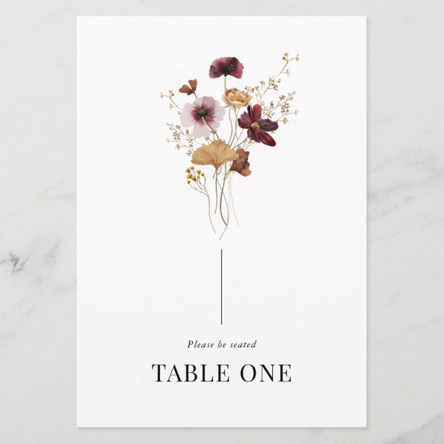 Convites Modern Boho Wildflower Nome da Mesa (Frente)
