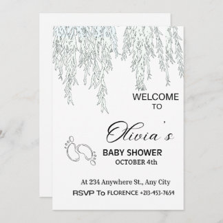 Convites Modern Boho Willow Baby Shower Invitation | Minima