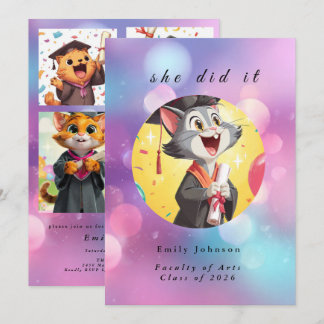 Convites Modern Bokeh Lights Graduation invitation