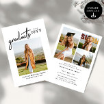 Convites Modern Bold Script Graduate 4 Photo Graduation<br><div class="desc">Celebrate your graduate’s milestone with this Modern Script Graduate 4 Photo Graduation Invitation, designed to showcase three favorite photos in a stylish and meaningful way. Featuring elegant flowing script paired with clean modern typography, this personalized invitation blends timeless sophistication with a contemporary layout. Perfect for high school or college graduation...</div>