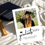 Convites Modern Bold Script Graduate 4 Photo Graduation<br><div class="desc">Celebrate your graduate’s milestone with this Modern Script Graduate 4 Photo Graduation Invitation, designed to showcase three favorite photos in a stylish and meaningful way. Featuring elegant flowing script paired with clean modern typography, this personalized invitation blends timeless sophistication with a contemporary layout. Perfect for high school or college graduation...</div>