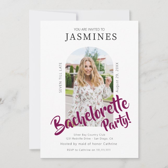 Convites modern bold script  photo bachelorette Invitation  (Frente)