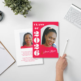 Convites Modern Bold Script Pink Graduation Announcement