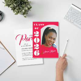 Convites Modern Bold Script Pink Graduation Party