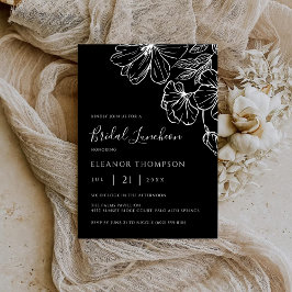 Convites Modern Botanical Black Line Art Bridal Luncheon 