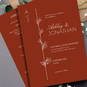 Convites Modern Botanical Divider Wedding Auburn All-in-One
