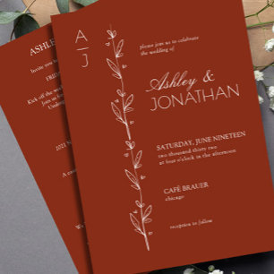 Convites Modern Botanical Divider Wedding Auburn All-in-One