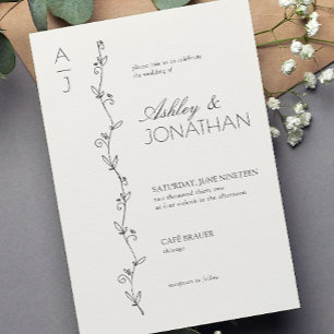 Convites Modern Botanical Divider Wedding Bone