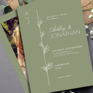 Convites Modern Botanical Divider Wedding Sage Foto Verde