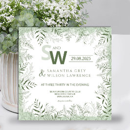 Convites Modern Botanical Greenery Wedding Invitation